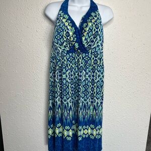 Soma Blue and Green Halter Dress swim cover up